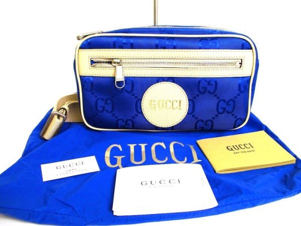 Photo1: GUCCI Off The Grid belt bag Blue Nylon GG Waist Packs Belt Bag #9515