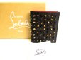 Photo1: Christian Louboutin Black Leather Multicolor Spike Bifold Wallet Paros #9517 (1)