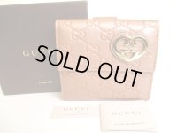 GUCCI GG Guccissima Heart Motif Dust Pink Leather Bifold Wallet #9520