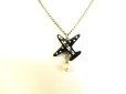 Photo2: CHANEL CC Plastic Pearl Steel Chain Plastic Plane Motif Necklace #9524 (2)