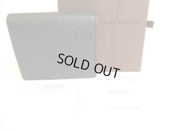 Photo1: LOUIS VUITTON Ardoise Black Taiga Leather Bifold Wallet #9525