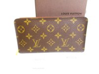 LOUIS VUITTON Monogram Leather Zip Around Wallet Porto Monnaie Zip #9526
