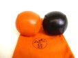 Photo1: HERMES Black and Orange Leather Baseball Ball Object #9528 (1)