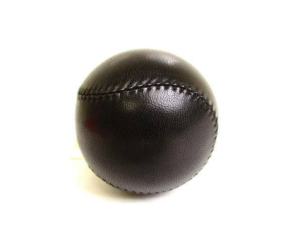 Photo2: HERMES Black and Orange Leather Baseball Ball Object #9528