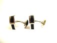 Photo2: LOUIS VUITTON Black Monogram Eclipse Calf Leather & Brass Cufflinks #9535 (2)