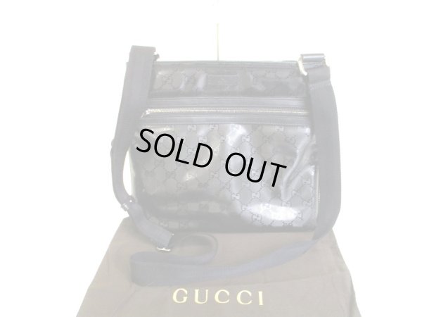 Photo1: GUCCI GG Imprimee Black PVC Crossbody Bag Purse #9538