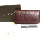 GUCCI GG Guccissima Dark Brown Leather 6 Pics Key Cases #9540