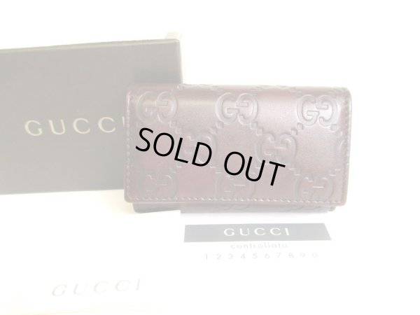 Photo1: GUCCI GG Guccissima Dark Brown Leather 6 Pics Key Cases #9540