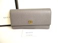 Photo1: GUCCI Marmont G Gray Leather Bifold Flap Long Wallet Purse #9541 (1)