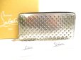 Photo1: Christian Louboutin Panettone Silver Leather Spikes Round Zip Wallet #9544 (1)