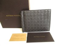 BOTTEGA VENETA Intrecciato Dark Gray Leather Bifold Bill Wallet #9546