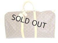 LOUIS VUITTON Monogram Brown Leather Duffle Bag Boston Bag Keepall 55 #9547