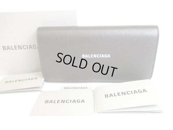 Photo1: BALENCIAGA Black Leather Women's Cash Thin Money Wallet #9548