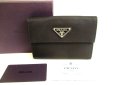 Photo1: PRADA Black Nylon and Leather Bifold Wallet Compact Wallet #9550 (1)
