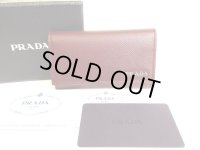 PRADA Bordeaux Saffiano Metal Leather 6 Pics Key Cases #9552