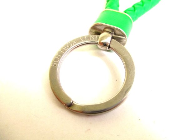 Photo2: BOTTEGA BENETA Intrecciato Green Leather Silver H/W Key Ring #9557