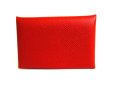 Photo2: HERMES Red Veau Epson Leather Card Case Card Holder Calvi #9559 (2)