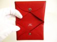 Photo8: HERMES Red Veau Epson Leather Card Case Card Holder Calvi #9559