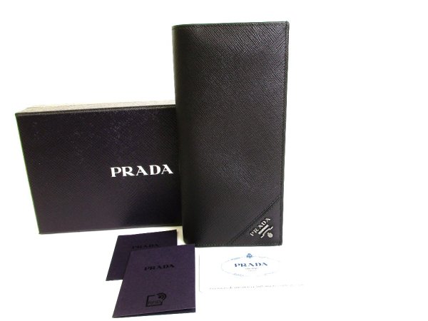 Photo1: PRADA Saffiano White Leather Bifold Long Flap Wallet #9563