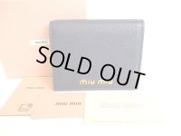 miumiu Navy Blue Madras Leather Bifold Wallet Compact Wallet #9566