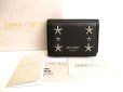 Photo1: Jimmy Choo Metal Stars Black Leather Trifold Wallet Compact Wallet #9568 (1)