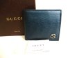 Photo1: GUCCI InterlockingG Metallic Green Leather Bifold Wallet Compact Wallet #9571 (1)