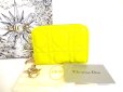 Photo1: Christian Dior Cannage Yellow Leather Round Zip Coin Purse #9574 (1)