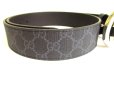 Photo3: GUCCI Interlocking G Buckle GG Black Leather Belt Size M #9575