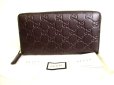 Photo1: GUCCI Guccissima Dark Brown Leather Round Zip Long Wallet #9576 (1)