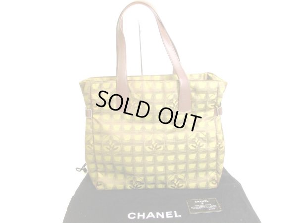Photo1: CHANEL New Travel Khaki Green Canvas Tote Bag Hand Bag Shoppers Bag #9579