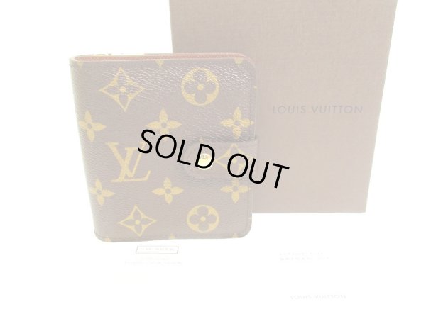 Photo1: LOUIS VUITTON Monogram Brown Leather Bifold Wallet Compact Zippe #9581