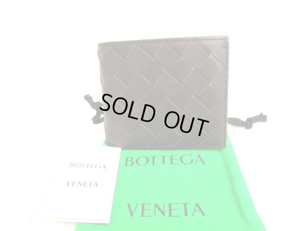 Photo1: BOTTEGA VENETA Dark Brown Leather Bifold Wallet Compact Wallet #9582