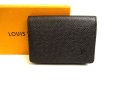 Photo1: LOUIS VUITTON Taiga Black Leather Business Card Case #9588 (1)