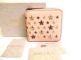 Photo1: Jimmy Choo Metal Stars Light Pink Leather Bifold Wallet Compact Wallet #9589 (1)