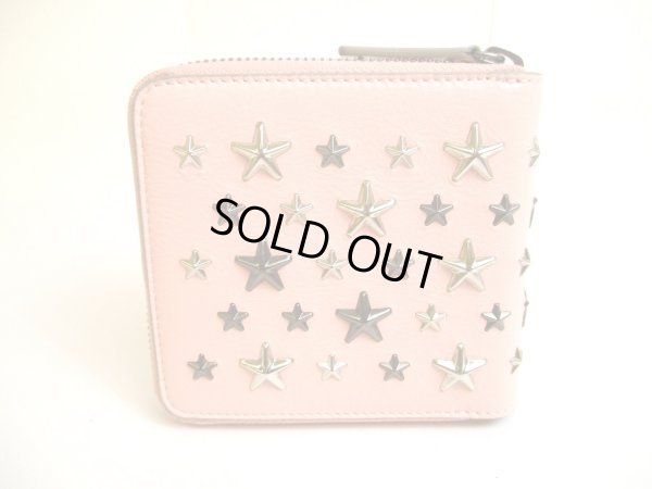 Photo2: Jimmy Choo Metal Stars Light Pink Leather Bifold Wallet Compact Wallet #9589
