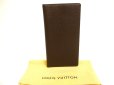 Photo1: LOUIS VUITTON Dark Brown Taiga Leather Long Bill Wallet #9595 (1)