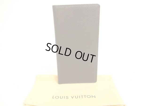 Photo1: LOUIS VUITTON Dark Brown Taiga Leather Long Bill Wallet #9595