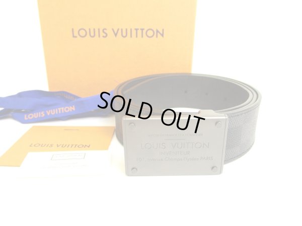 Photo1: LOUIS VUITTON Damier Graphite Infini Inventure Buckle Belt Size M #9596