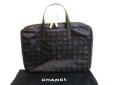 Photo1: CHANEL New Travel Black Canvas Briefcase Business Bag Document Bag #9602 (1)