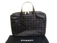 CHANEL New Travel Black Canvas Briefcase Business Bag Document Bag #9602
