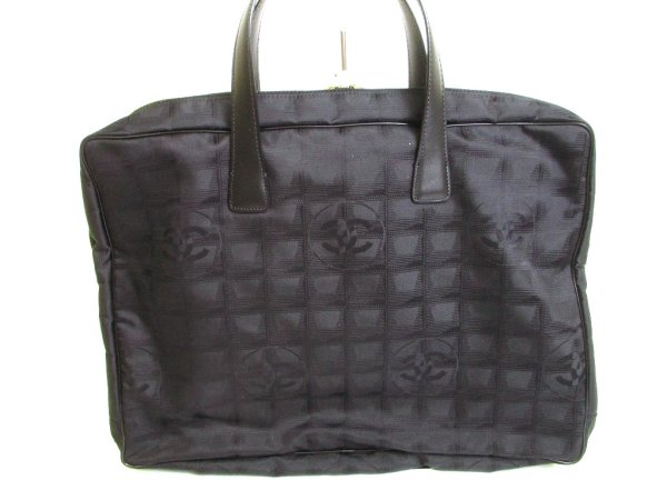 Photo2: CHANEL New Travel Black Canvas Briefcase Business Bag Document Bag #9602