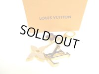 LOUIS VUITTON Gold Metal Bag Charm Key Holder Sac Fleures du monogram #9609