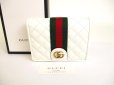 Photo1: GUCCI GG Marmont White Leather Bifold Wallet Compact Wallet #9611 (1)