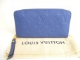 Photo1: LOUIS VUITTON Monogram Empreinte Blue Leather Zippy Wallet #9612 (1)