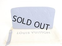 LOUIS VUITTON Monogram Empreinte Blue Leather Zippy Wallet #9612