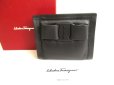 Photo1: Salvatore Ferragamo Vala Black Soft Leather Bifold Wallet #9618 (1)