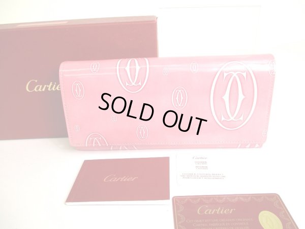 Photo1: Cartier Happy Birthday Pink Calf Leather Bifold Long Wallet #9627