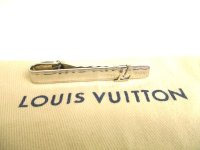 LOUIS VUITTON Silver Steel LV Motif Necktie Pin Tie Clip #9635