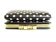 Photo6: miumiu Black Madras Leather Dot Pattern Trifold Wallet Compact Wallet #9636