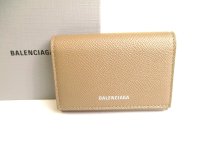 BALENCIAGA Light Brown Leather Card Holder Ville Accordeon Hold #9640